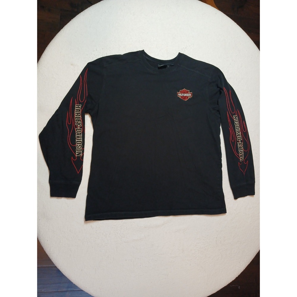 Vintage Y2K Harley-Davidson‎ Embroidered Patch Long Sleeve Shirt Men's 2XL Biker